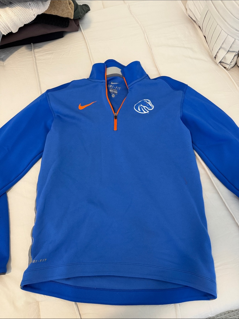Women’s Nike Blue and Orange Boise State Quarter-Zip Pullover